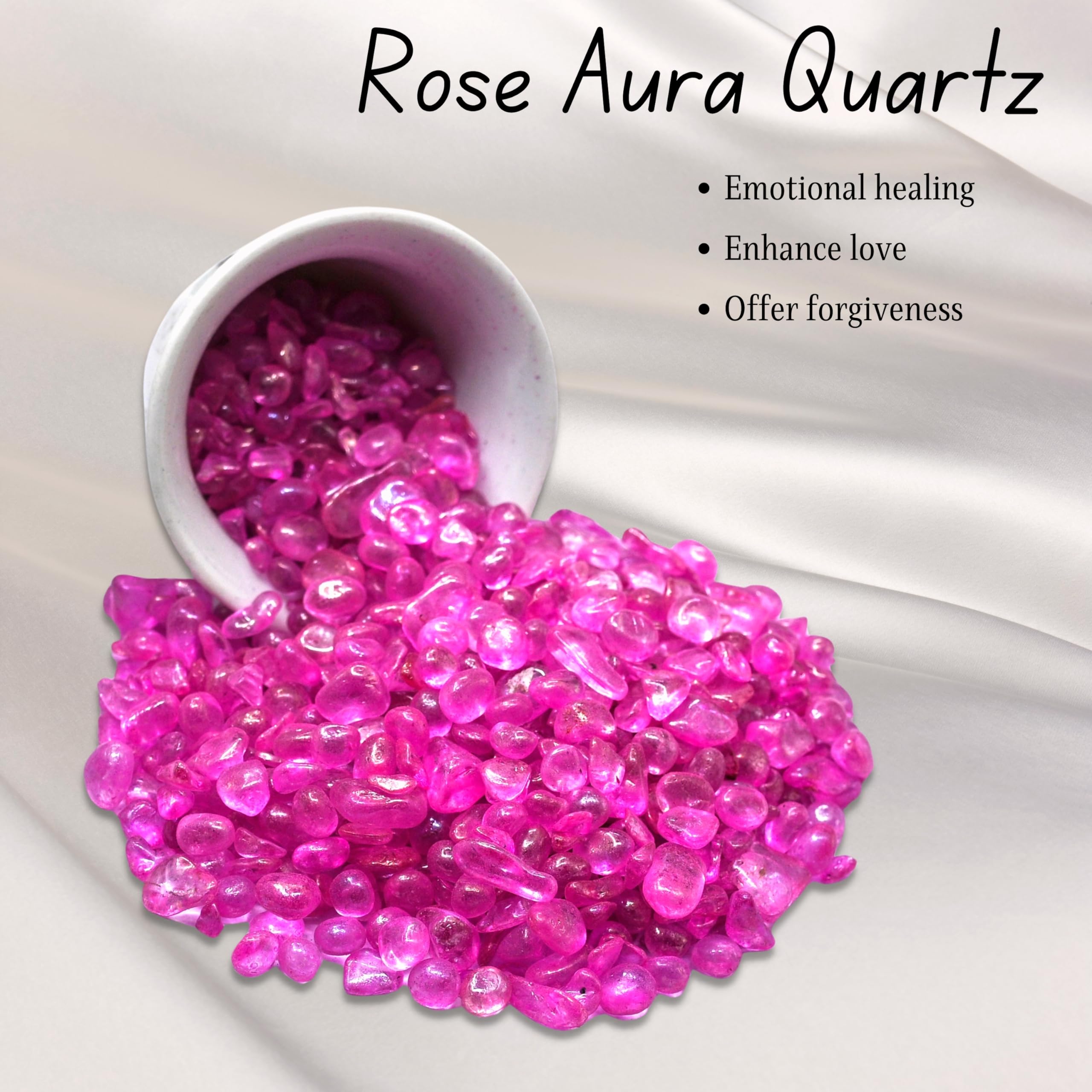 Amazing Gemstone Rose Aura Quartz chips for decorative crafts and displays.