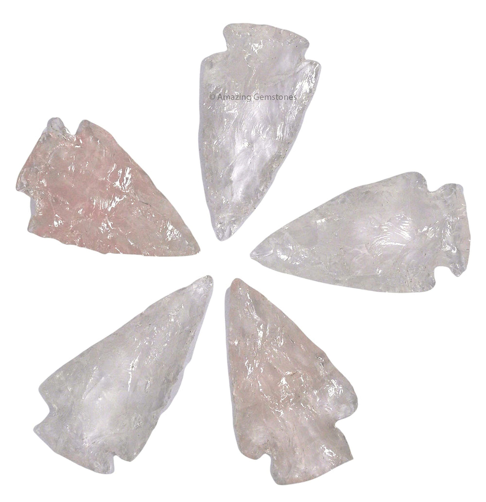 Amazing Gemstone rose quartz arrowhead, 1–1.5 inch, ideal for DIY jewelry projects.