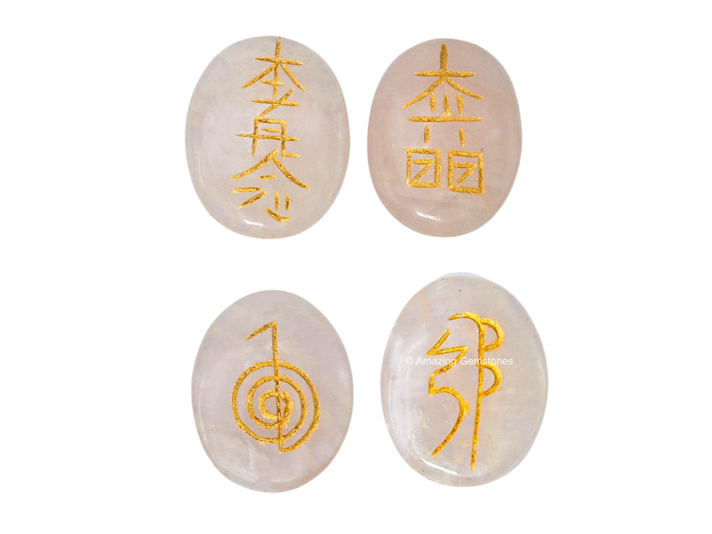 Amazing Gemstone Rose Quartz Reiki stones with Sei He Ki engraving for balance.