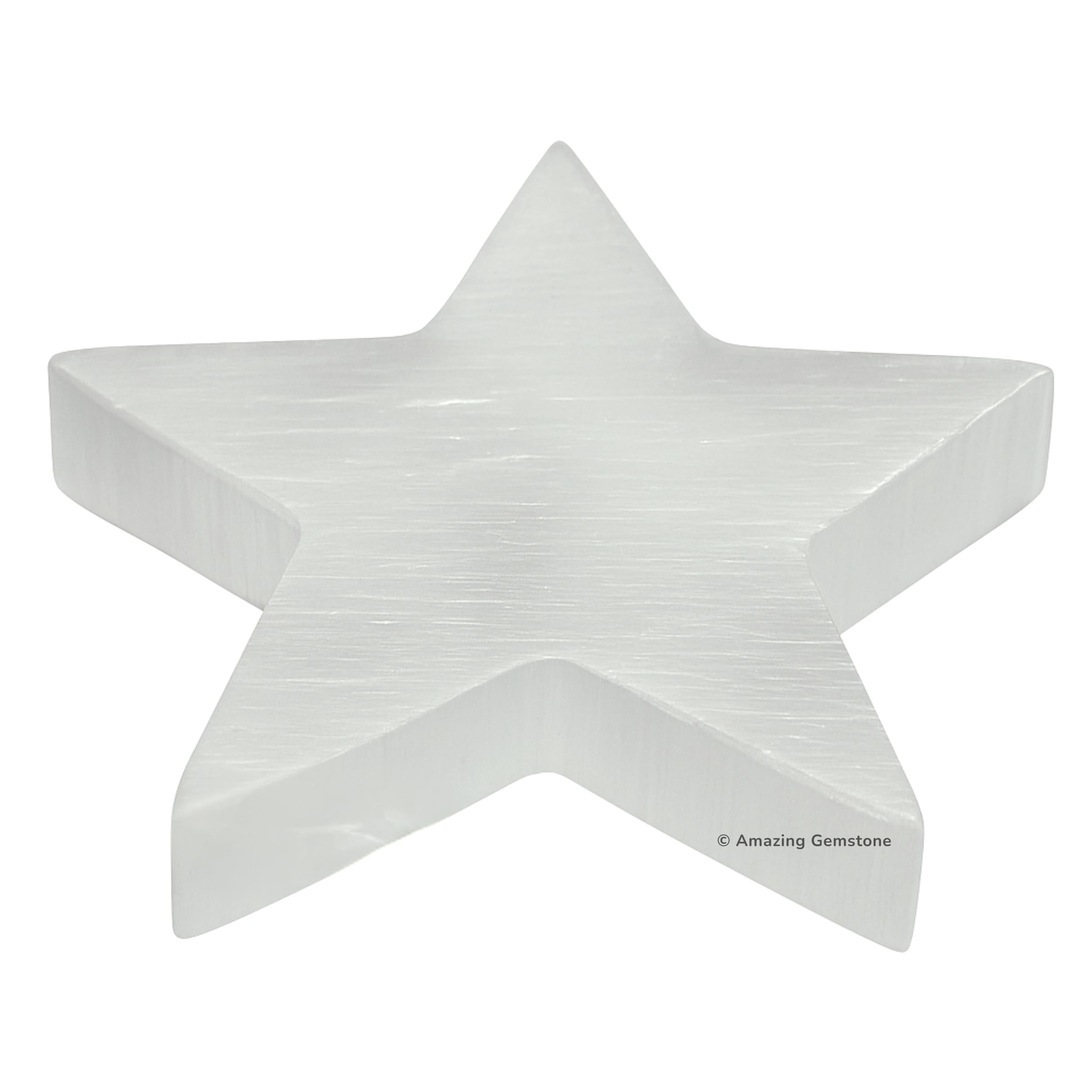 Amazing Gemstone selenite plate on desk supports calm, stylish crystal care