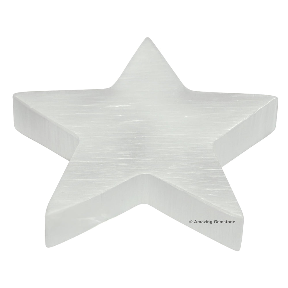 Amazing Gemstone selenite plate on desk supports calm, stylish crystal care