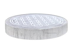 Amazing Gemstone selenite coaster showcases natural beauty while supporting crystal cleansing rituals