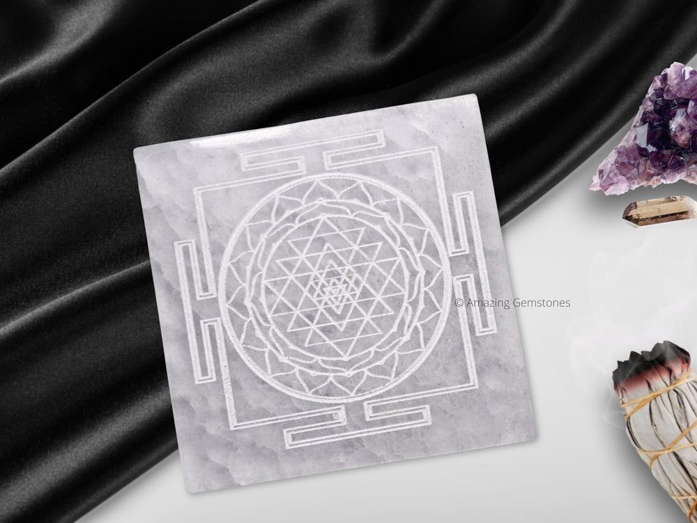 Amazing Gemstone selenite plate is perfect for crystal collections and desk setups