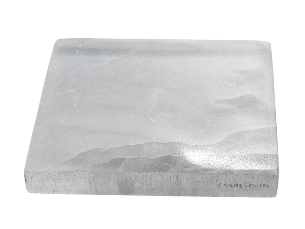 Amazing Gemstone selenite crystal coaster ideal for protecting surfaces and charging stones