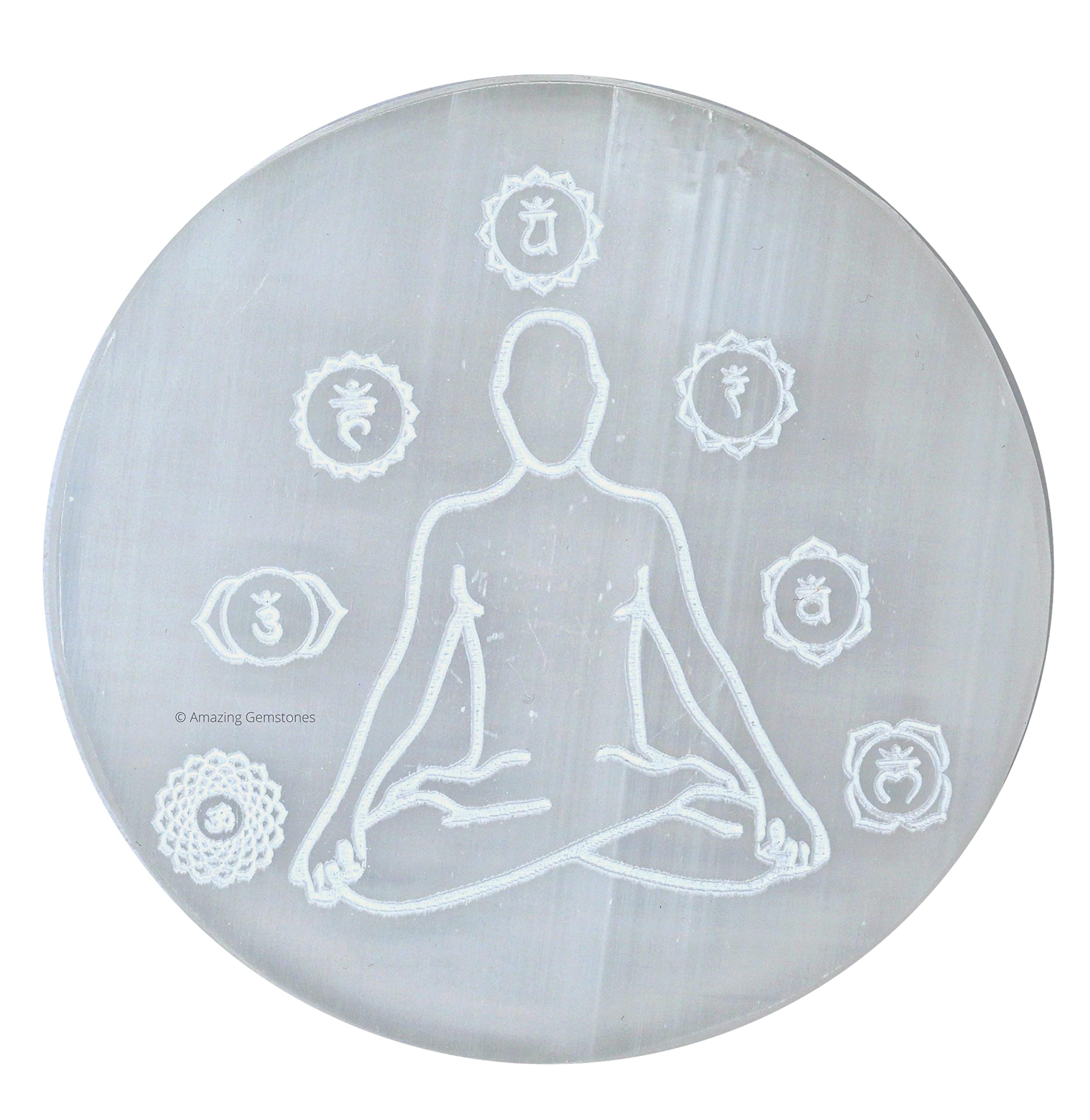 Amazing Gemstone Selenite plate 3 inch cleanses crystals and charges energy gently