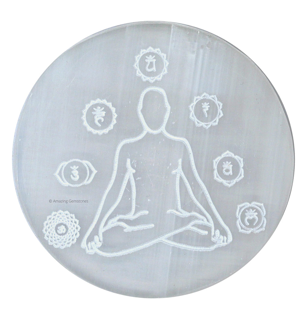 Amazing Gemstone Selenite plate 3 inch cleanses crystals and charges energy gently