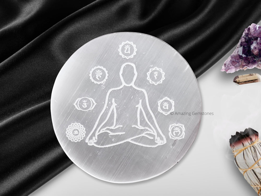 Amazing Gemstone selenite plate glows with pearl-like luster promoting clarity in daily routines