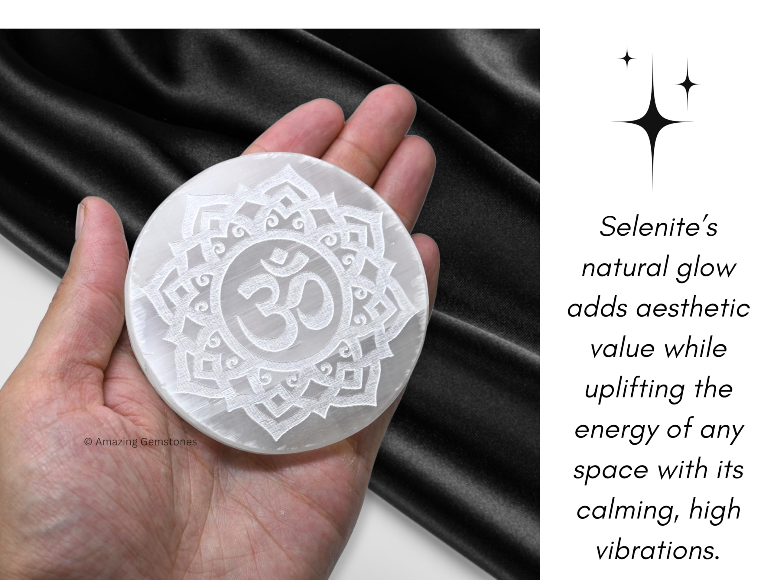 Amazing Gemstone selenite plate crystal-cleanse-charge for energizing jewelry.