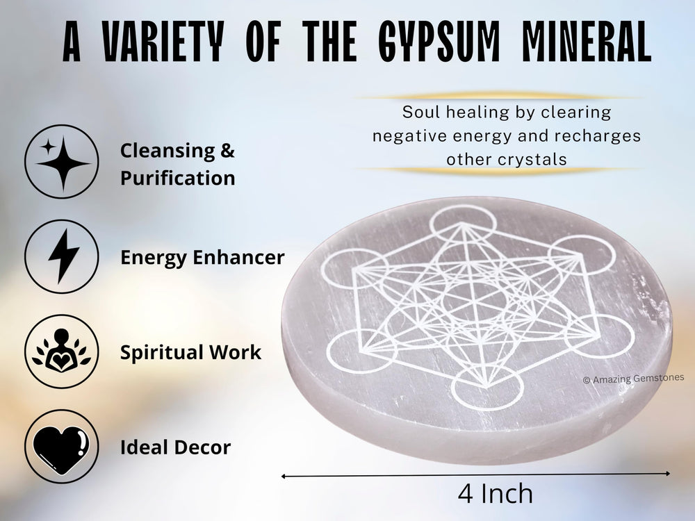 Amazing Gemstone Selenite Plate on a desk promoting calm and focus.