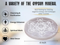 Amazing Gemstone Selenite Plate on a desk promoting calm and focus.
