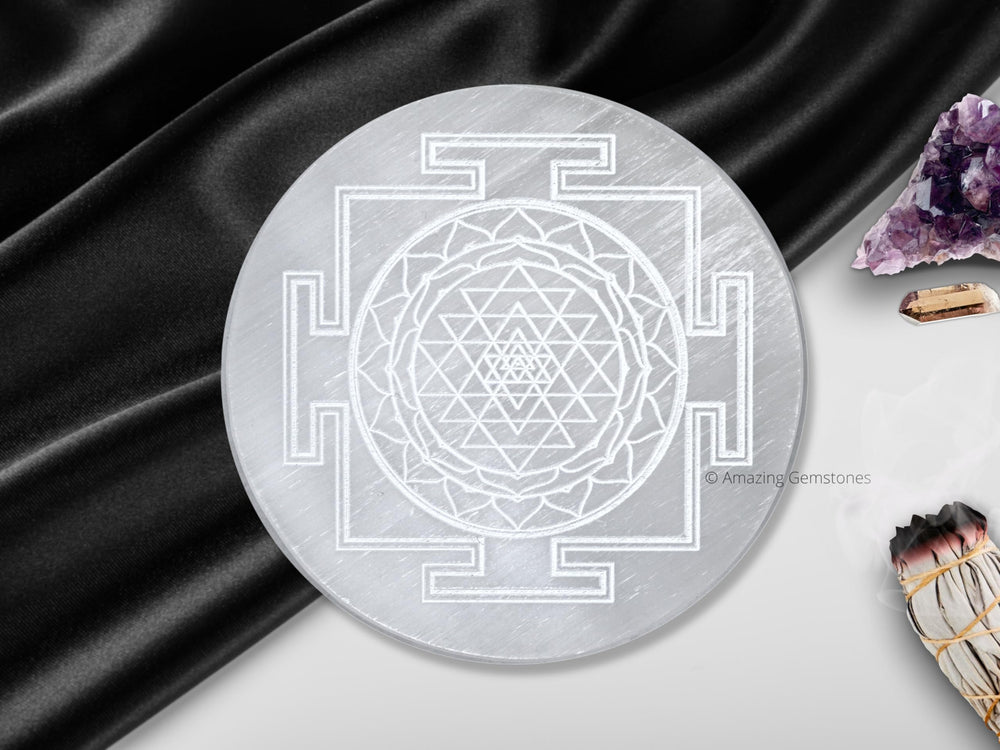 Amazing Gemstone Selenite Plate supporting crystal meditation and calm use