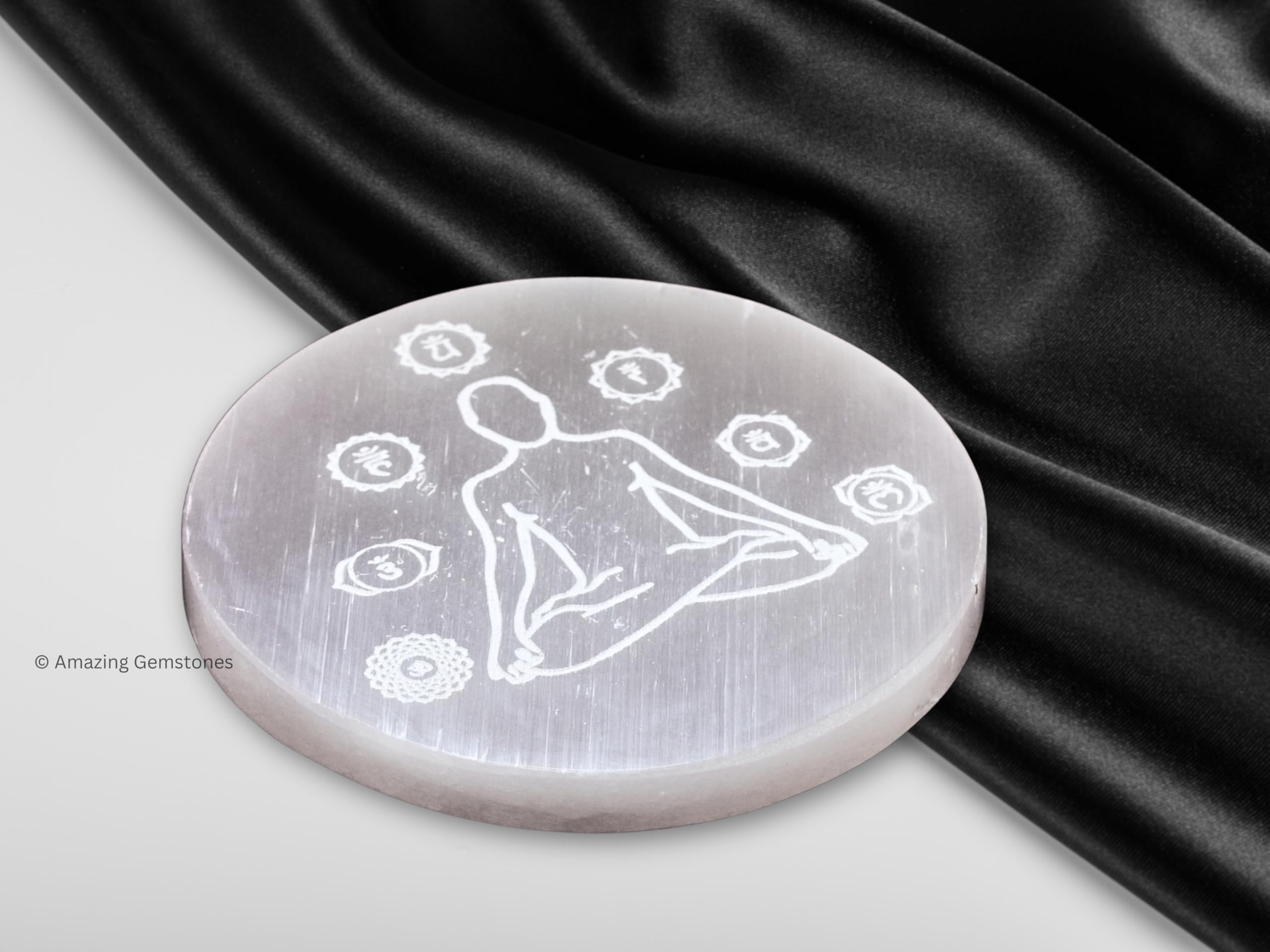 Amazing Gemstone selenite coaster elevates home decor while cleansing surroundings