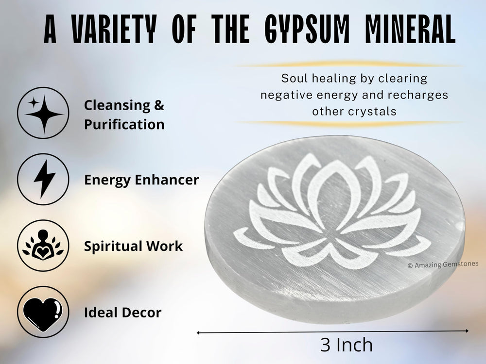 Amazing Gemstone selenite plate enhances crystal energy amplification.