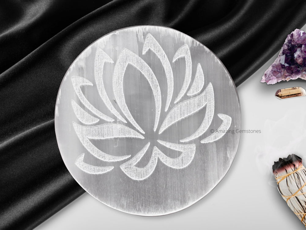 Amazing Gemstone selenite plate packaged-ready for gifting and decor.