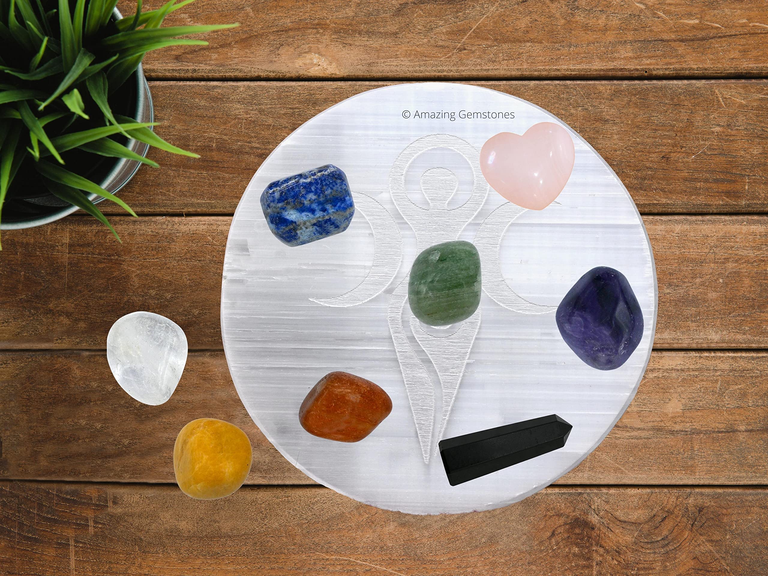 Amazing Gemstone Selenite Plate complements home and office decor beautifully.