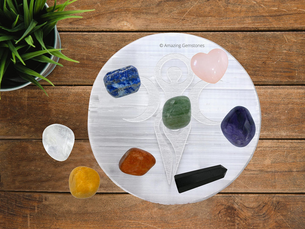 Amazing Gemstone Selenite Plate complements home and office decor beautifully.