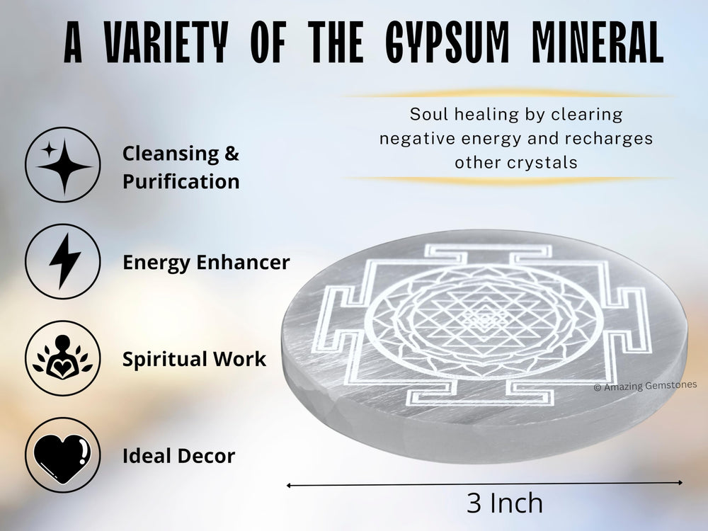 Amazing Gemstone Selenite Plate highlighting cleansing surface for crystals