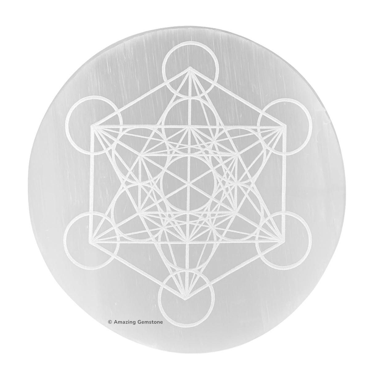 Amazing Gemstone Selenite Plate round-disc for crystal charging and cleansing.