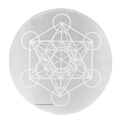 Amazing Gemstone Selenite Plate round-disc for crystal charging and cleansing.
