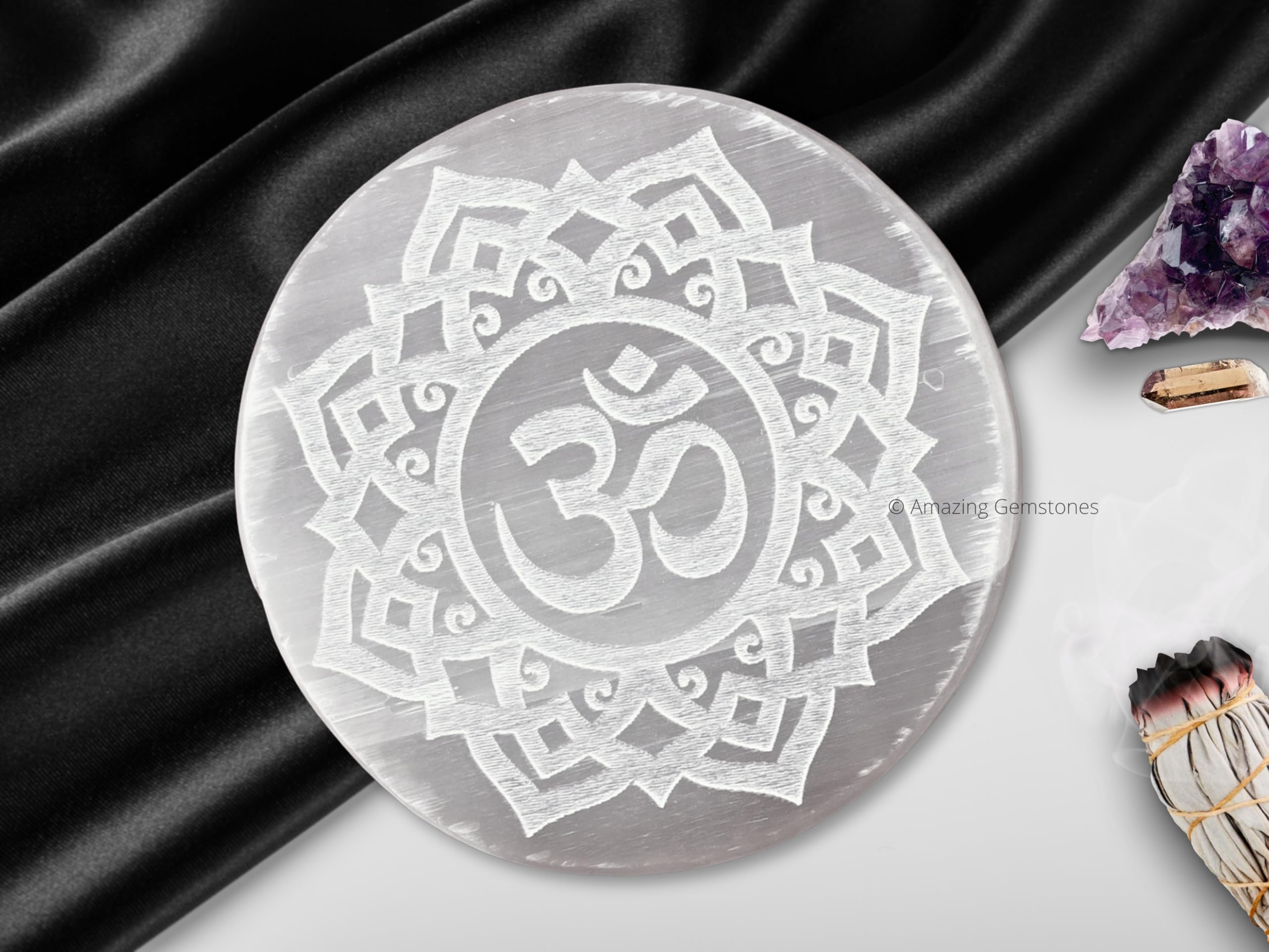 Amazing Gemstone selenite plate table-decor for home or office.