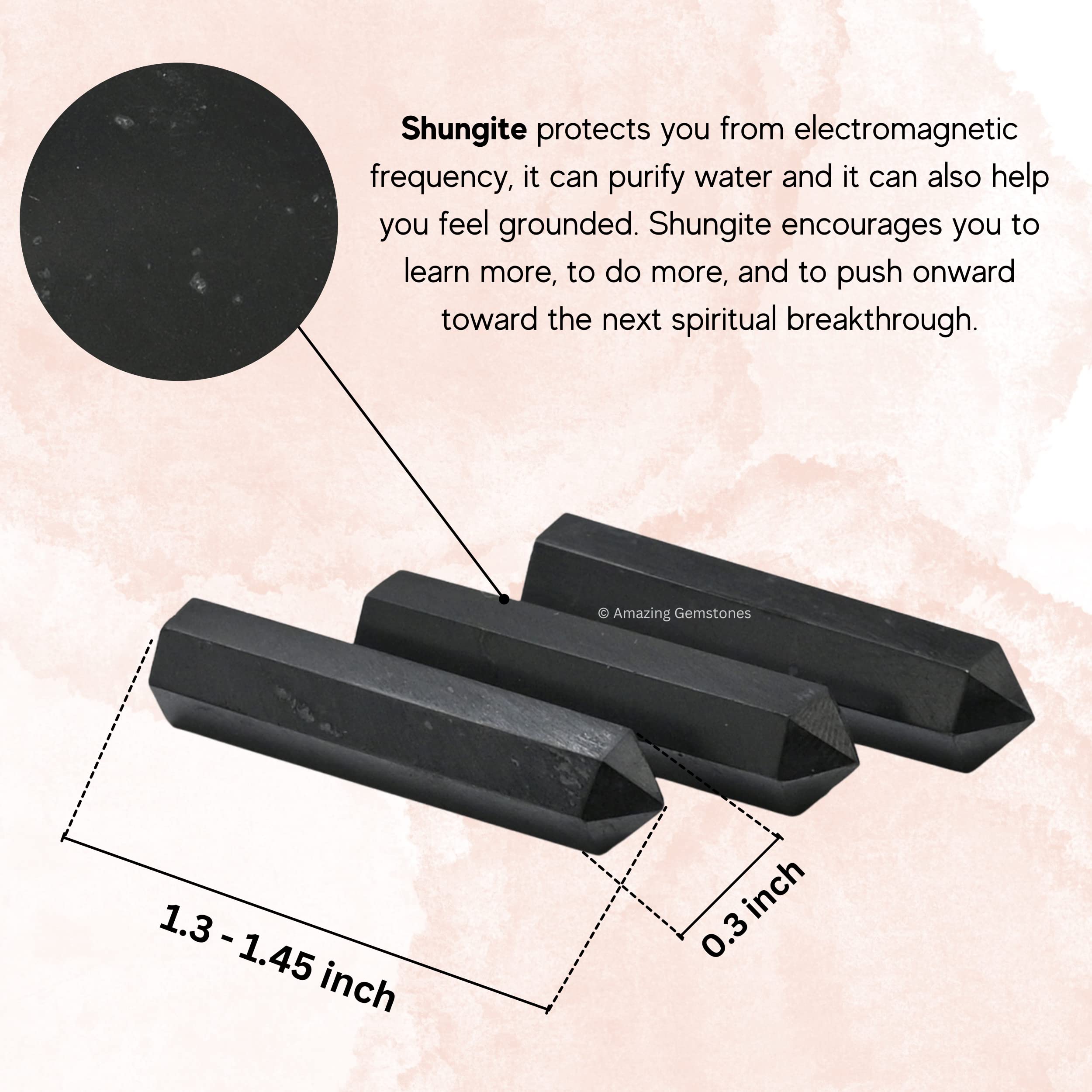 Amazing Gemstone Shungite crystal points, authentic and hand-mined.