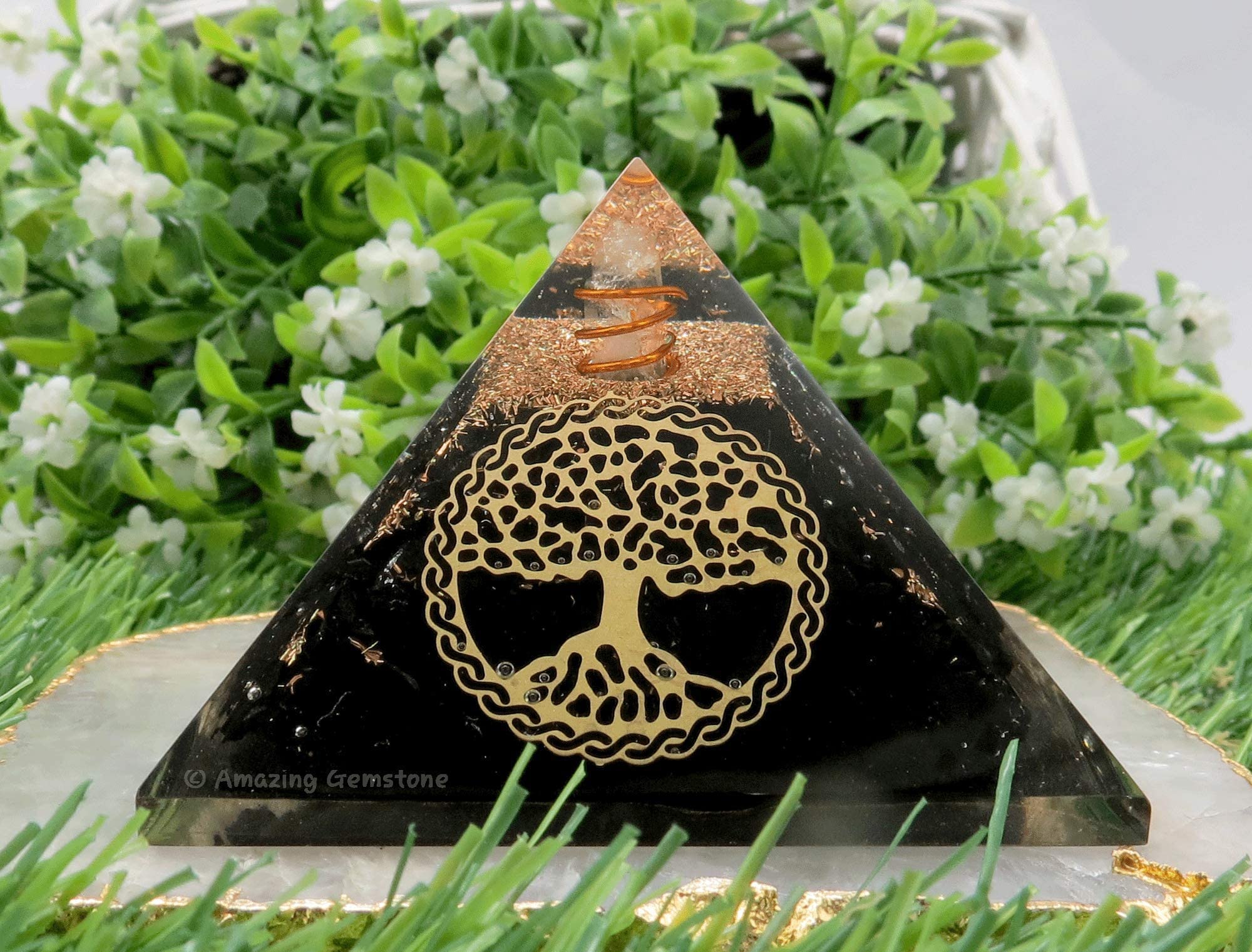 Amazing Gemstone shungite pyramid eco-friendly material and energy-inspired decor.
