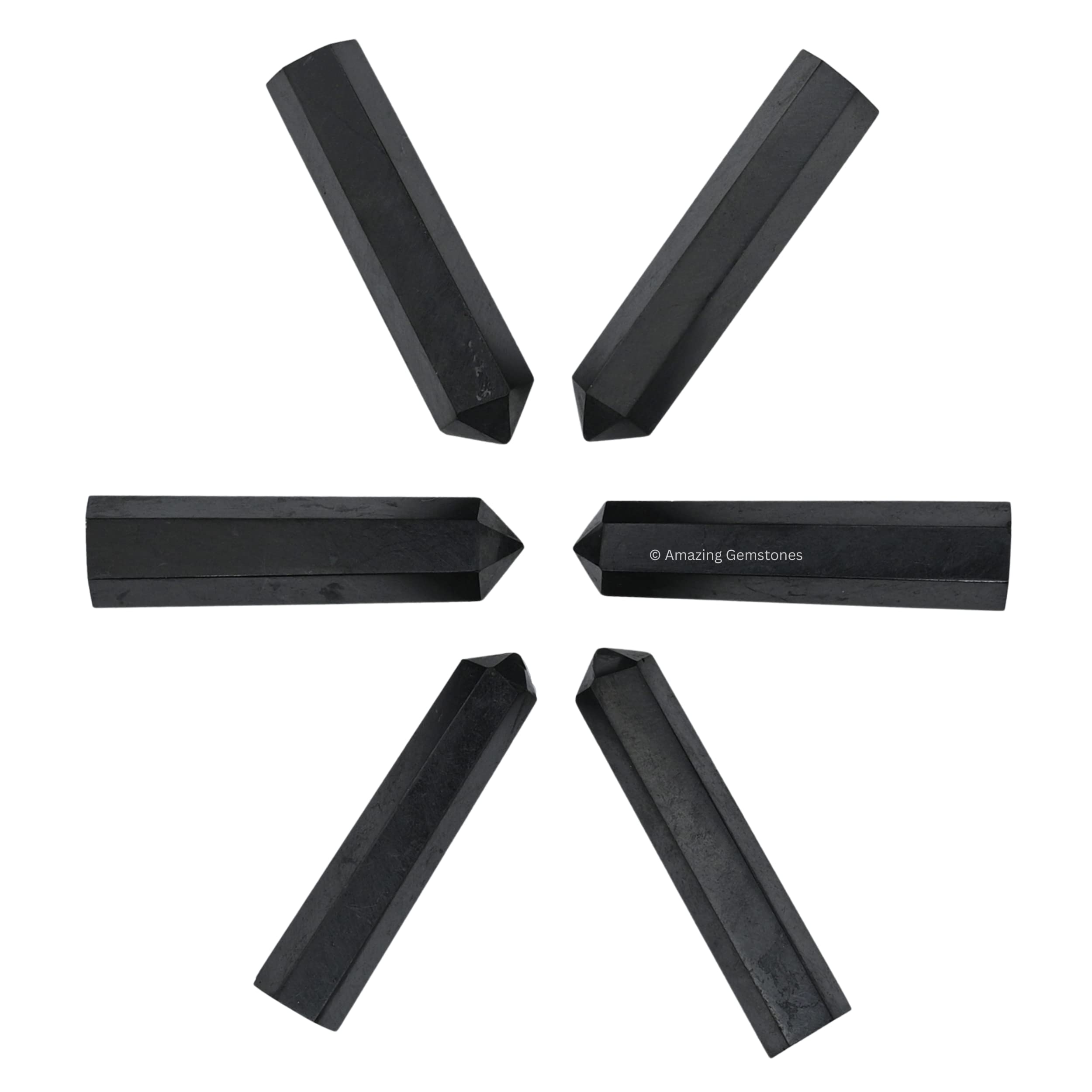 Amazing Gemstone Shungite points for crystal grids and meditation.