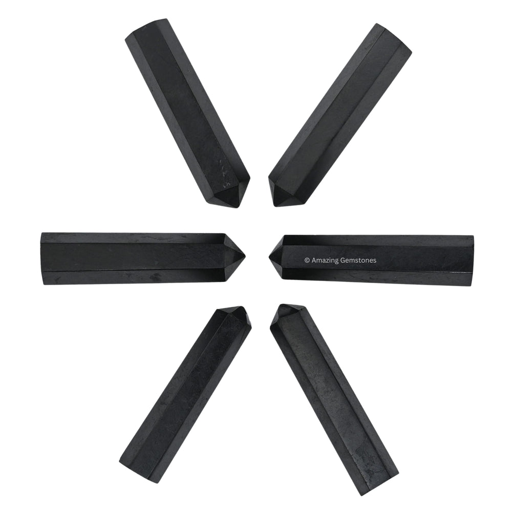 Amazing Gemstone Shungite points for crystal grids and meditation.