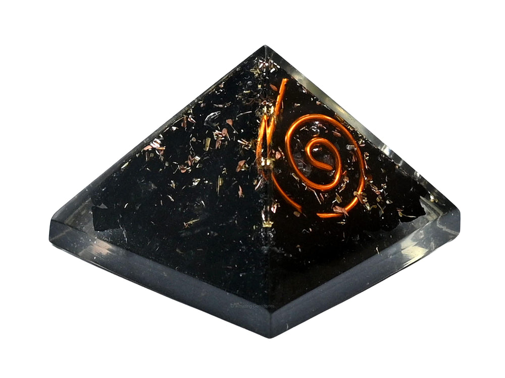 Amazing Gemstone small orgone pyramid in black gift pouch offers a refined gift.