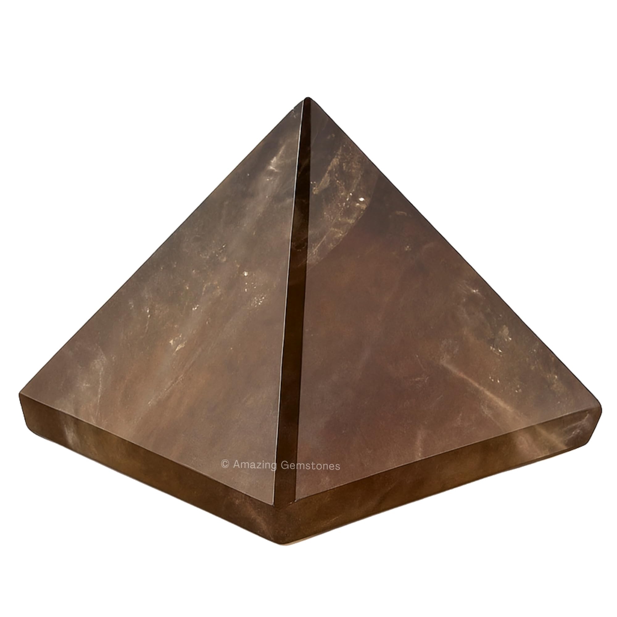 Closeup of Amazing Gemstone smoky quartz pyramid highlighting natural color variations.