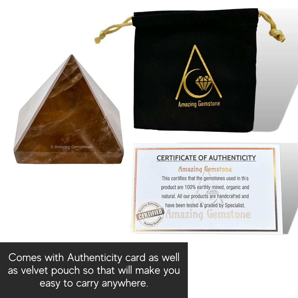 Handheld size, 1 inch, Amazing Gemstone smoky quartz pyramid for on-the-go sessions.