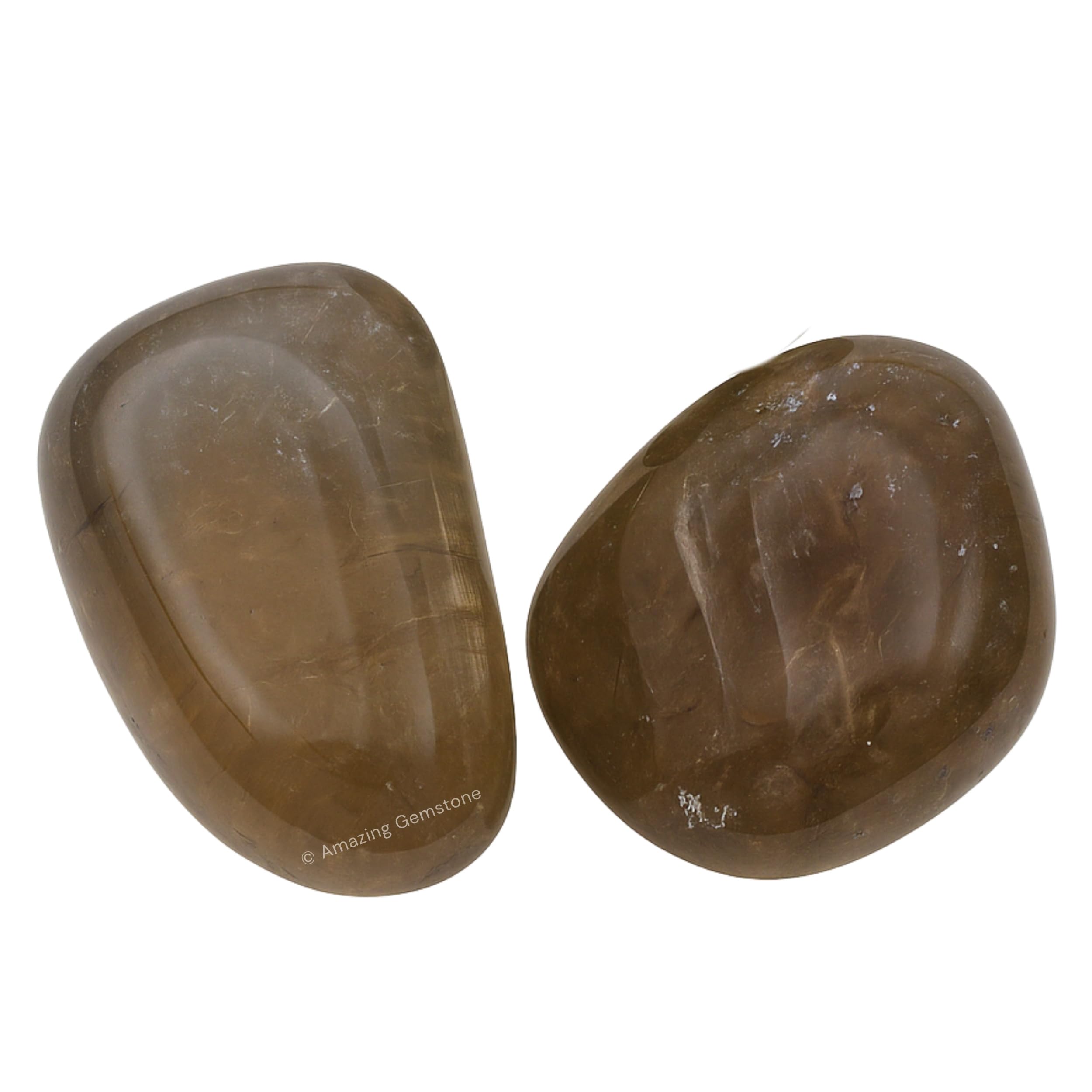 Amazing Gemstone smoky quartz tumbled stones offer smooth texture for meditation.