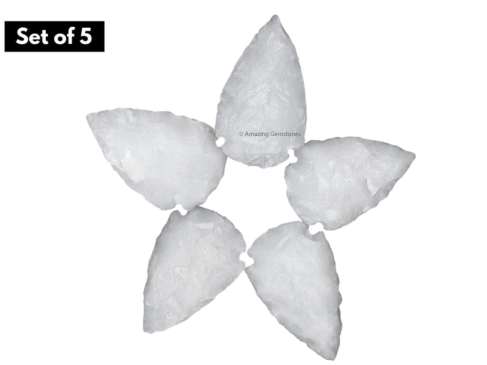 Amazing Gemstone snow quartz arrowhead in velvet pouch for crafts
