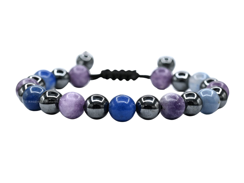 Amazing Gemstone Stop Drinking Bracelet Lepidolite close-up promotes calm energy