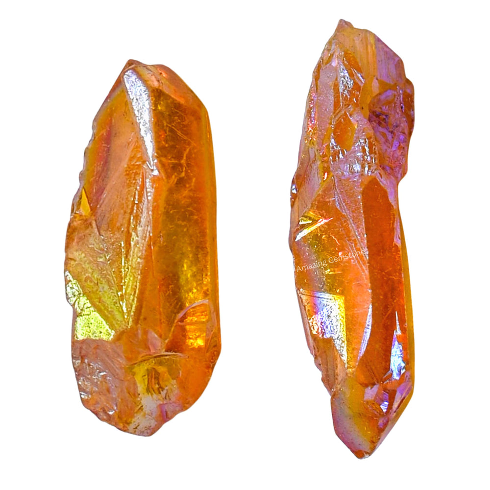Amazing Gemstone Tangerine Aura Quartz raw crystal bundle for energy and decor.