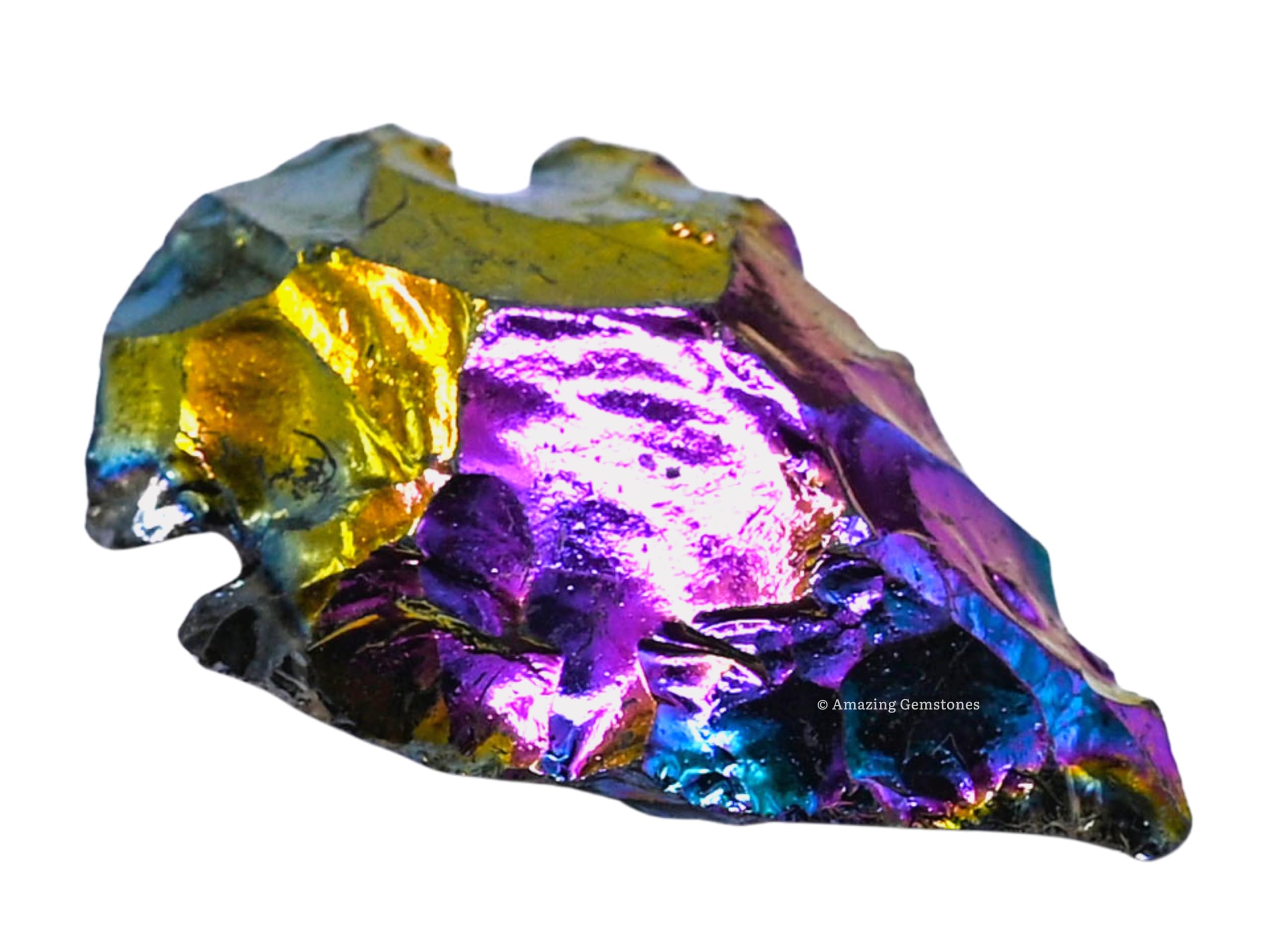 Amazing Gemstone titanium aura arrowhead close-up for rustic decor and spiritual craft projects