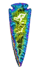 Amazing Gemstone arrowhead closeup with titanium aura shimmer for striking beadwork.