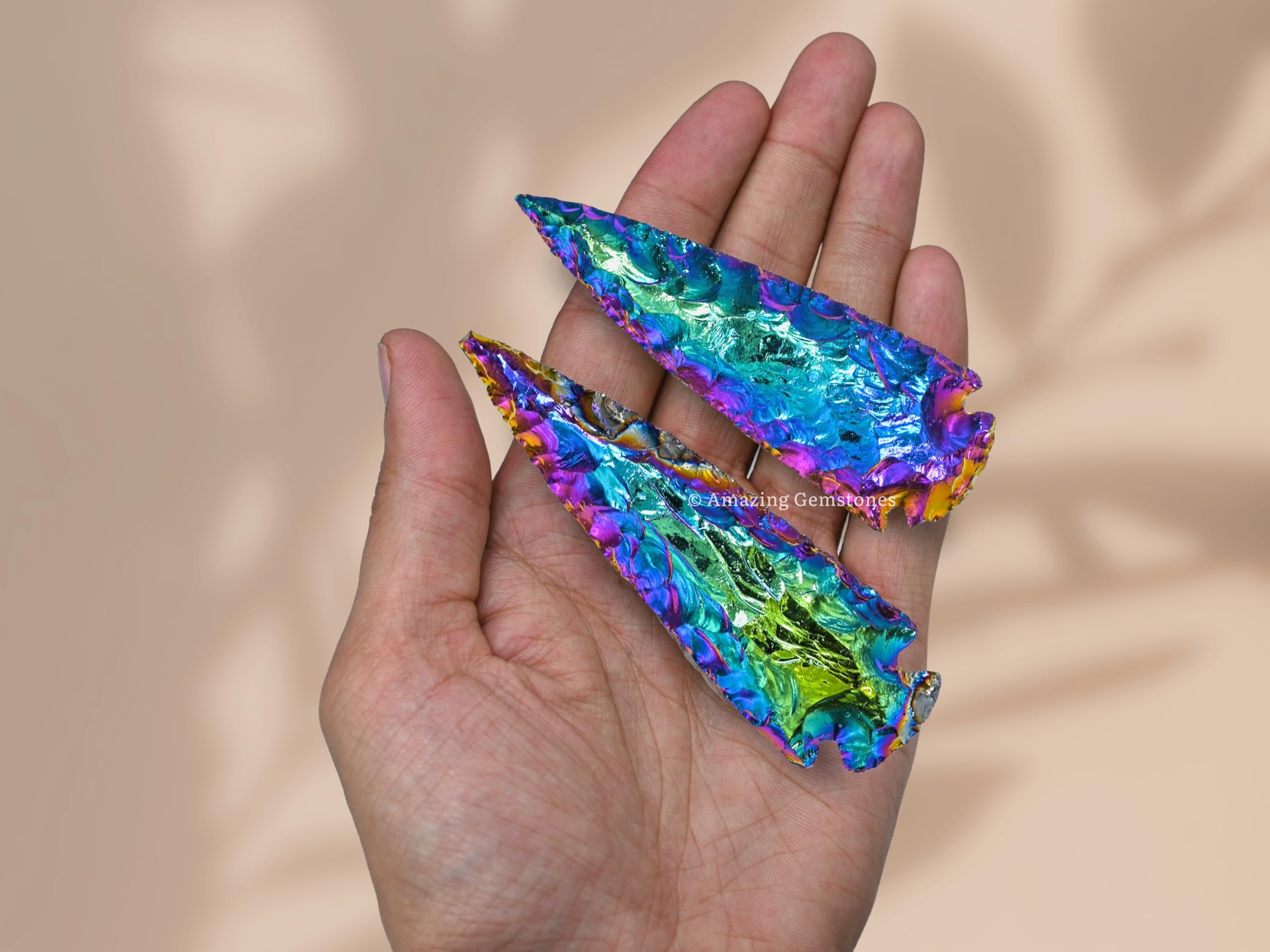 Amazing Gemstone titanium aura quartz arrowhead for DIY project ideas and focal points