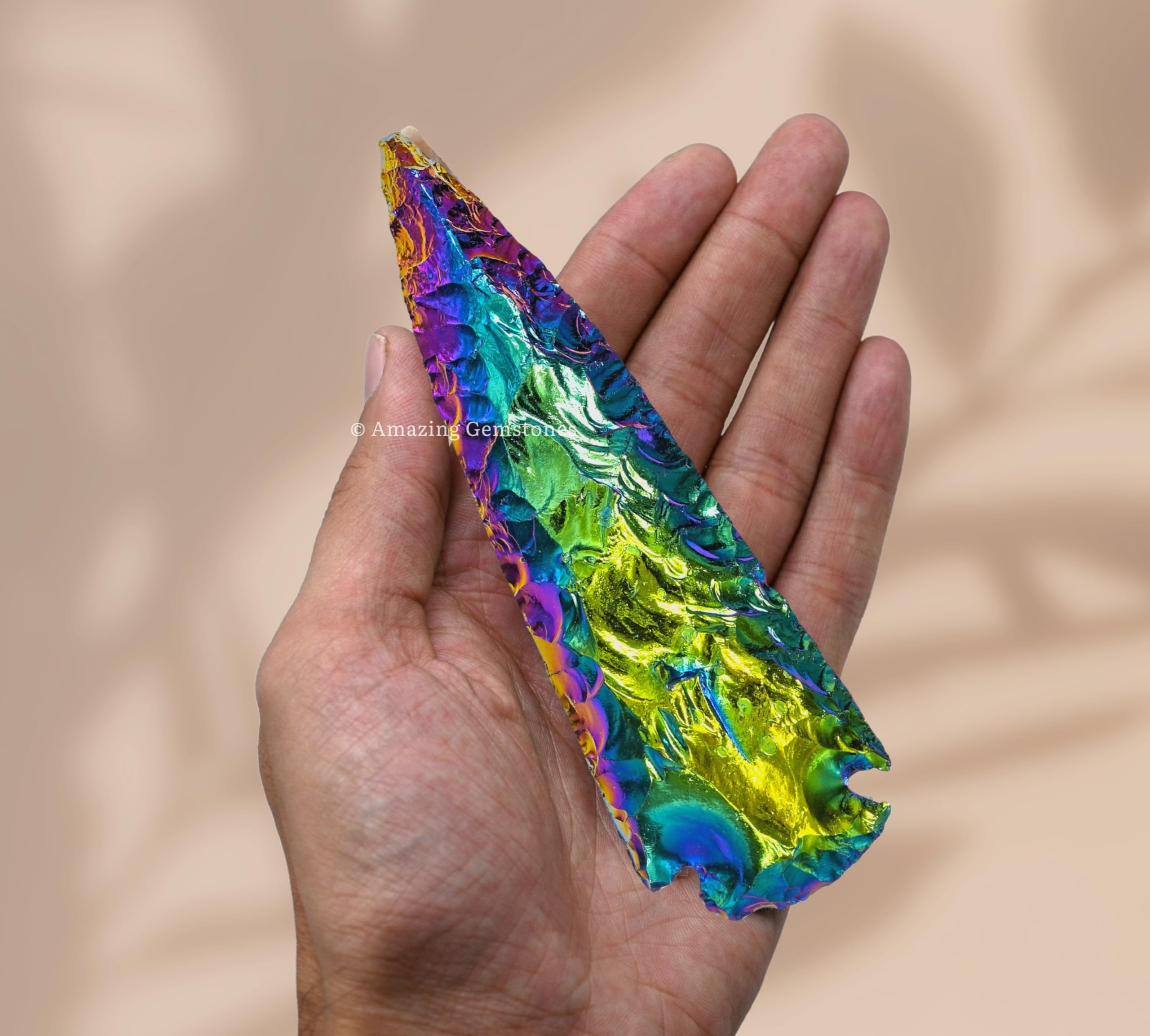 Amazing Gemstone titanium aura quartz arrowhead for DIY projects to spark creativity