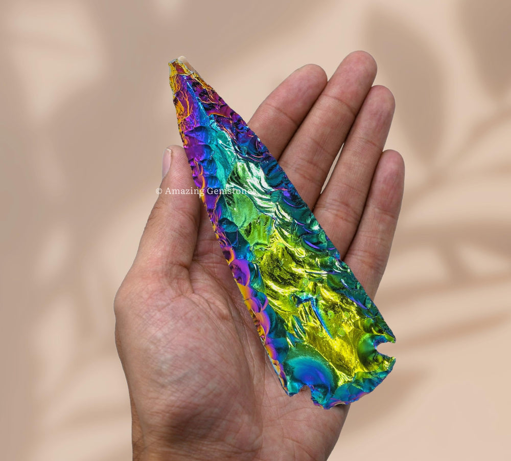 Amazing Gemstone titanium aura quartz arrowhead for DIY projects to spark creativity