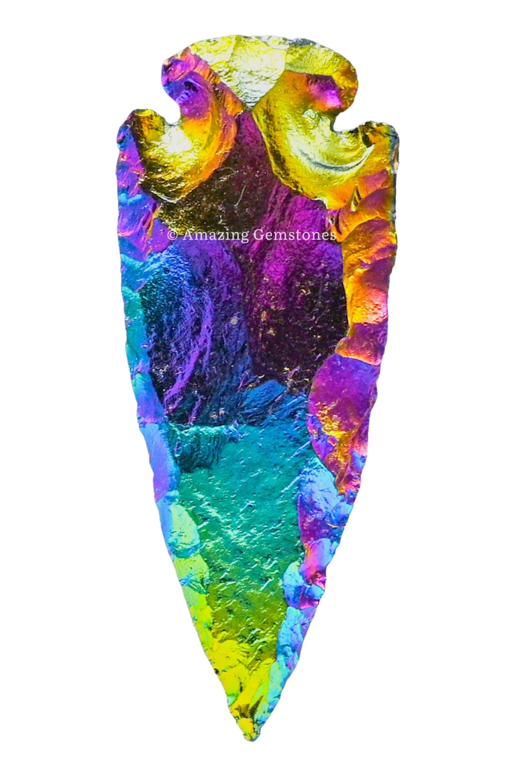 Amazing Gemstone Titanium Aura Quartz Arrowhead handcrafted from natural stone for Native American decor