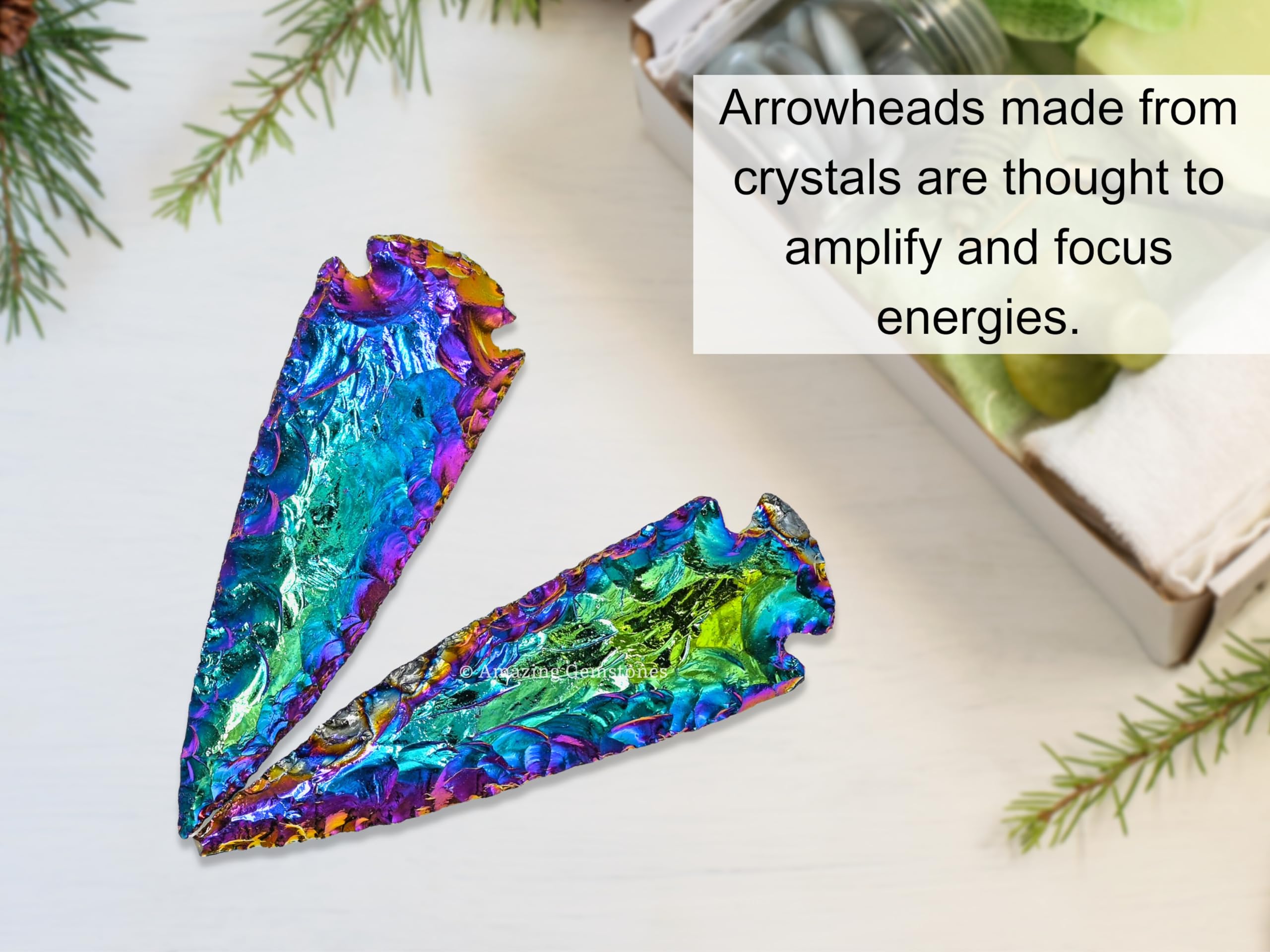 Amazing Gemstone titanium aura quartz arrowhead sparkling at different angles for collections