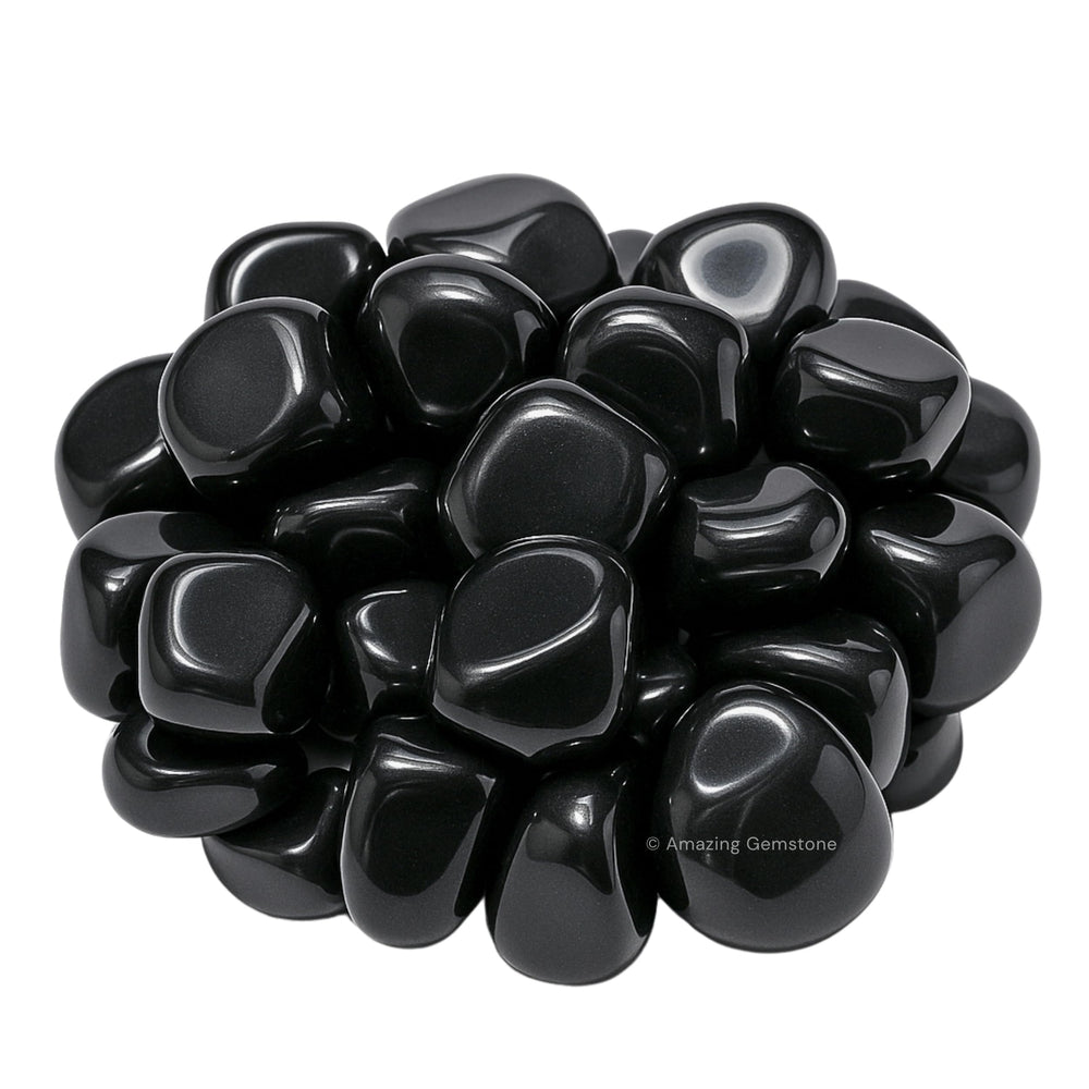 Amazing Gemstone tumbled black obsidian stones for tactile rituals and relaxation ambiance