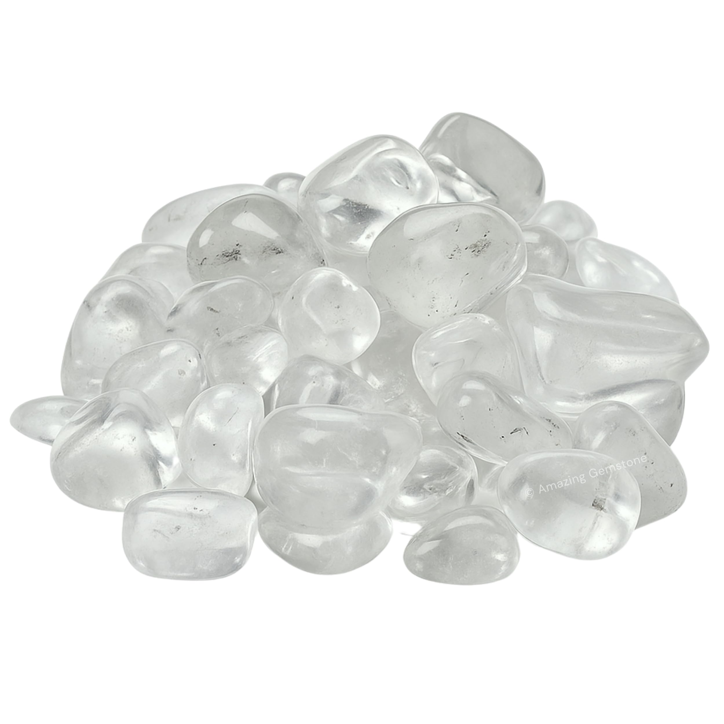 Amazing Gemstone tumbled clear quartz stones ideal for meditation spaces and calm ambiance.