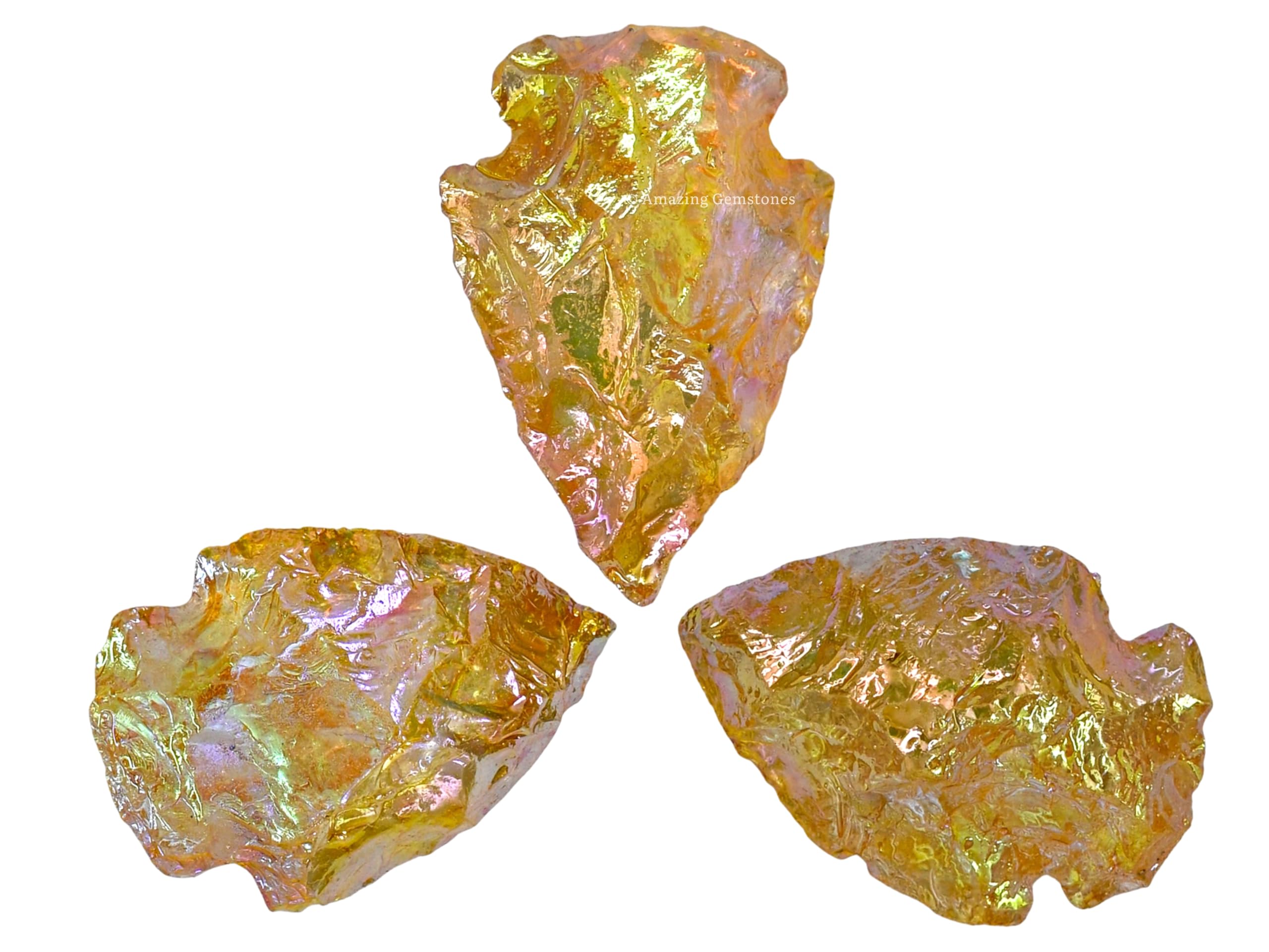 Amazing Gemstone yellow aura quartz arrowhead close-up for jewelry making