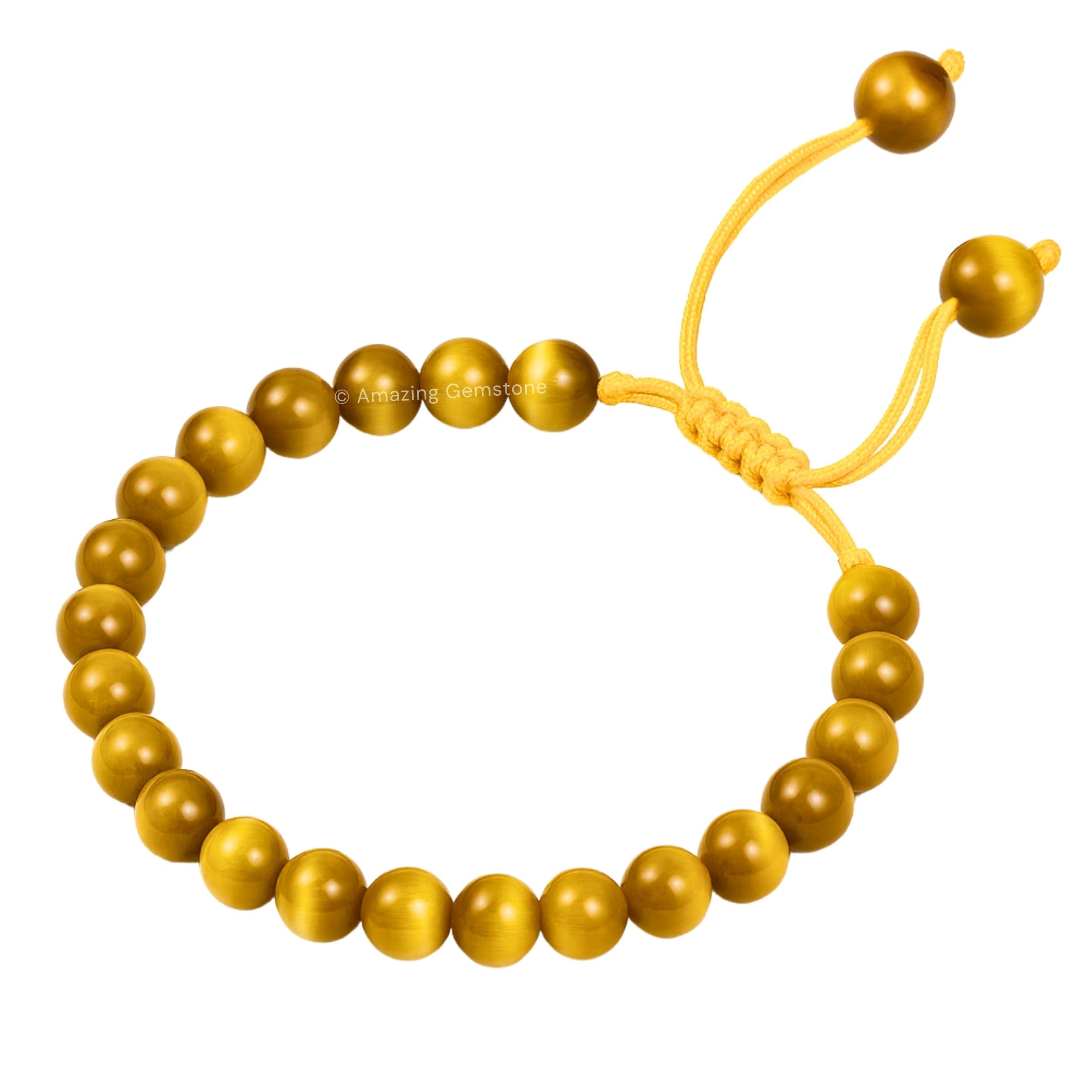 Amazing Gemstone Yellow Cat's Eye bracelet adjustable fit ensures comfortable wear.