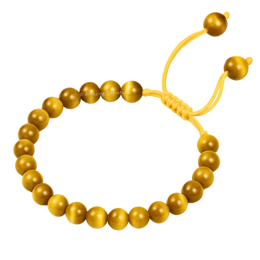 Amazing Gemstone Yellow Cat's Eye bracelet adjustable fit ensures comfortable wear.