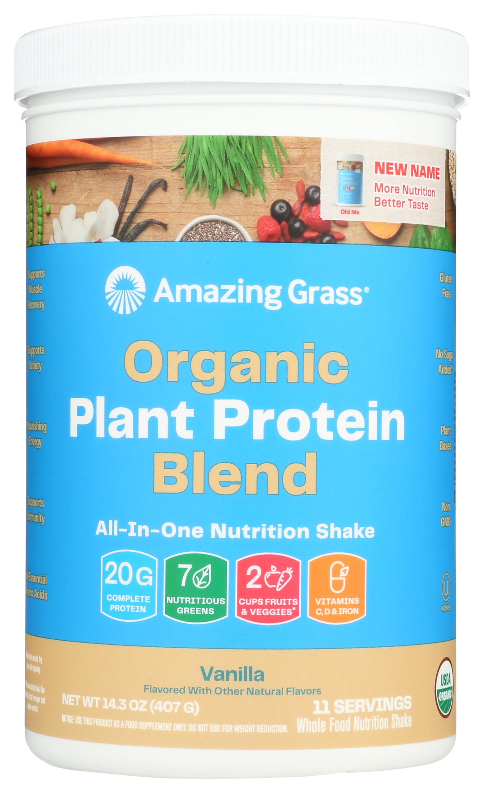 Amazing Grass Organic Plant Protein Blend package — convenient vegan protein boost for busy days