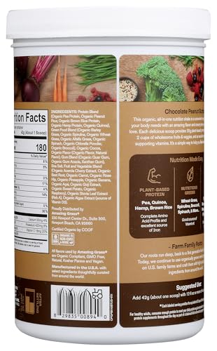 Amazing Grass Organic Plant Protein Blend scoop for quick plant-based protein after workouts.