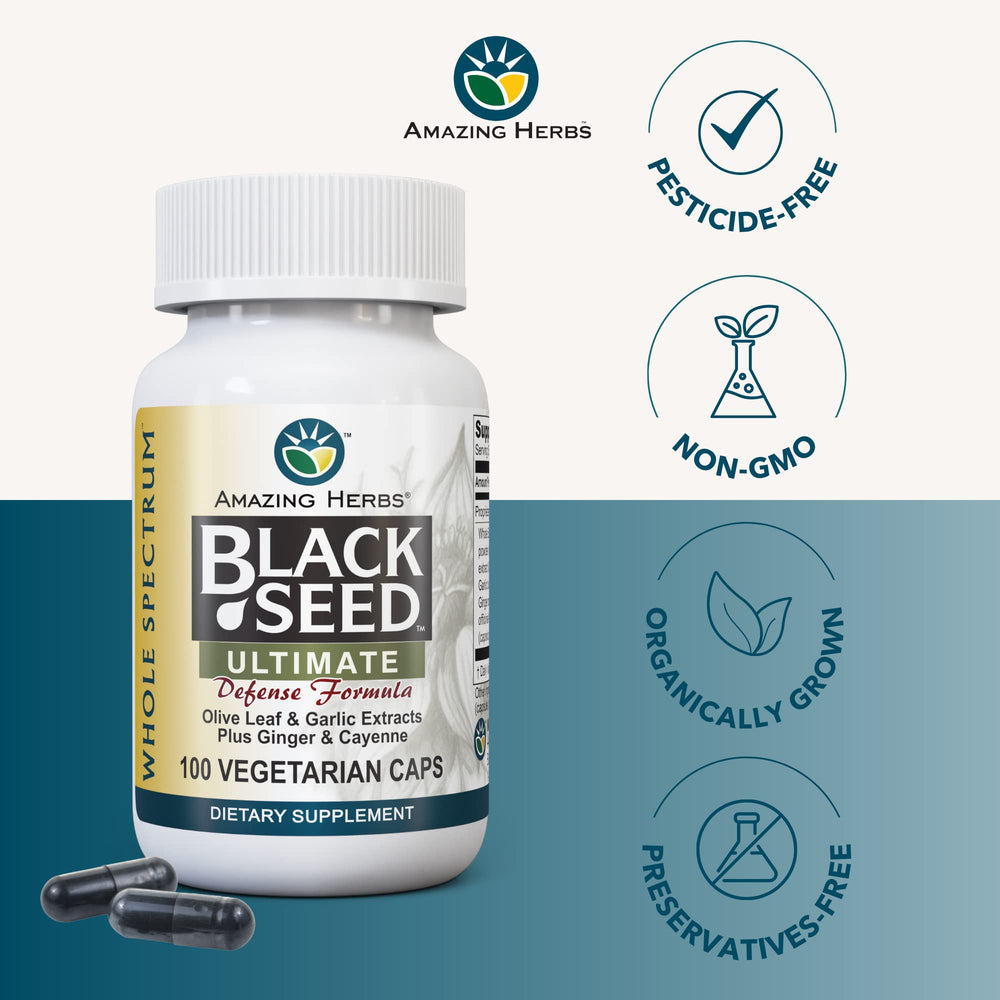 Amazing Herbs 100-count capsules bottle shown for extended use